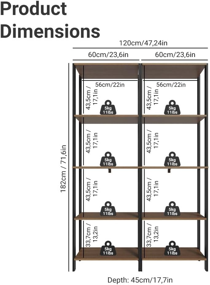 Madesa Kitchen Pantry Storage Rack with 10 Open Shelves 47" L Multiuse M...