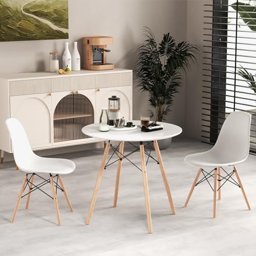 GIANTEX Dining Table Set for 2, 31.5" Round Table, Plastic Seats