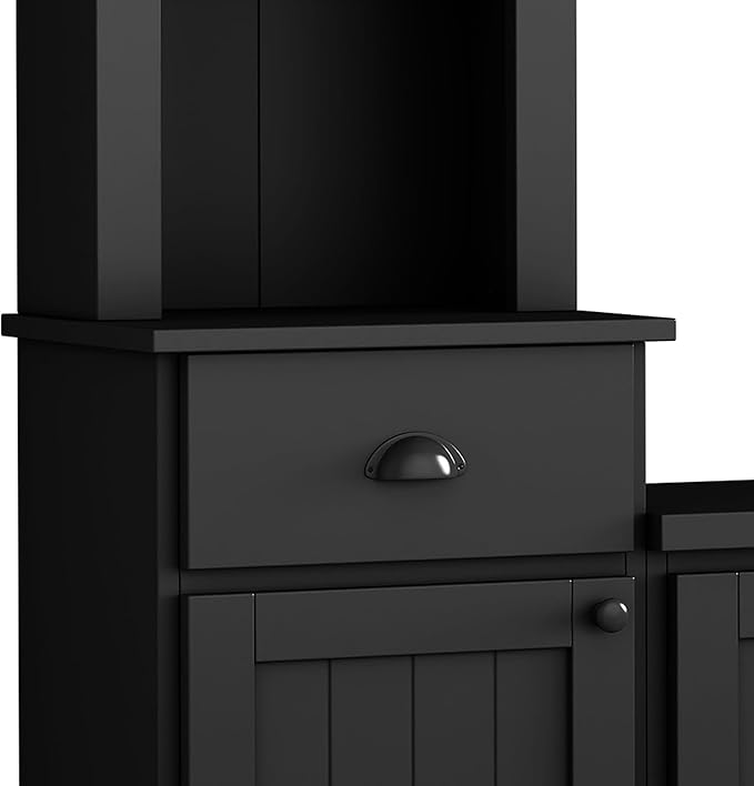 Ball & Cast TV Stand with Cabinets for TVs up to 75",Wall Unit Entertainment Center with Storage and Open Shelves,Modern Media TV Console with 2 Drawers for Living Room,Black