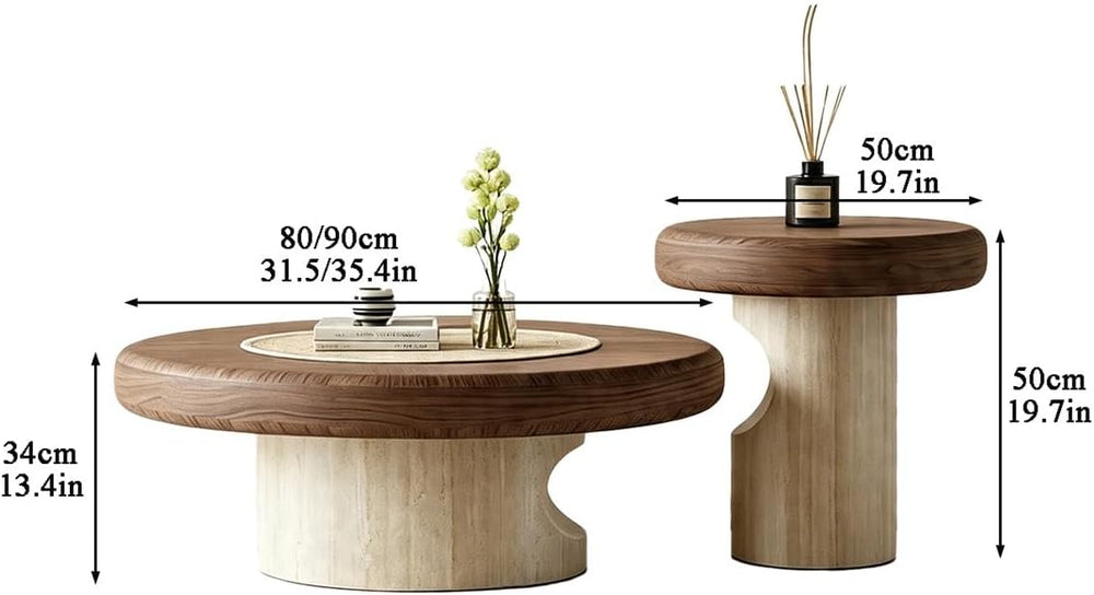 Set of 2 Modern Round Nesting Coffee Tables with Storage for Living Room | Ro...