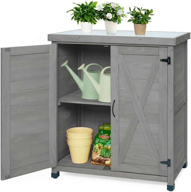 31" Weatherproof Small Storage Cabinet, Storage Cabinets with Premium Wo...