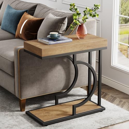 Tribesigns Narrow Side Table C Shaped End Table Modern Bedside Tables for Cou...