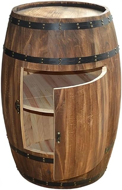 Wood Whiskey Barrel Tables, Barrels Side Table with Door, Bar Decorative Wine...