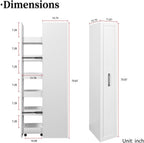 JOYSOURCE Tall Narrow Pull-Out Storage Shelf with Wheels 6-Tier Slim Rolling Storage Next to Fridge Spice Rack Shelves for Small Spaces, Kitchen, Laundry Room, Bathroom White