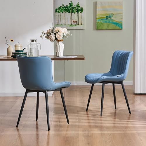 YOUNUOKE Dining Chairs Set of 2 Mid-Century Modern Kitchen Chairs Blue