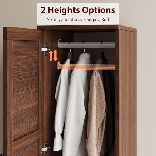 GarveeHome Armoire Wardrobe Closet with 2 Doors, Wooden Wardrobe Cabinet with...