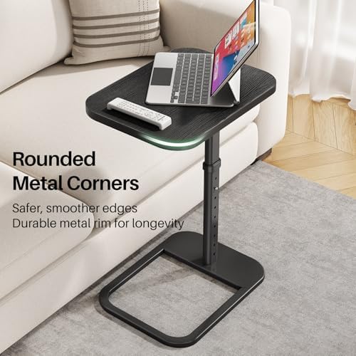 Kitstorack TV Tray Table, Adjustable Height & Rounded Metal Corners, Snac...