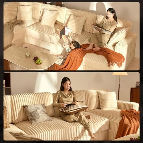 GOSUHI 139" U-Shaped Cloud Couch, Modular Sectional, Deep Seats, White |...