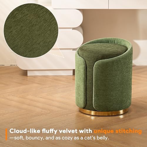 Swivel Vanity Stool with Gold Base Comfy Vanity Chair Modern Round Stool for ...