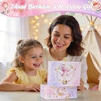 Ballerina Music Box for Girls, Swan Lake Musical Jewelry Box Organizer with Spinning Ballerina, Kids Jewelry Storage Case with Jewelry Set, Birthday for Toddler Girls