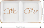 Mr. and Mrs. Ring Dish Engagement Gifts for Couples Wedding Ring Holder Jewelry Dish Tray, Bridal Shower Gifts for Women Newlywed Future Bride To be Gifts His and Hers Gifts