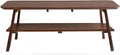 Foldable Coffee Table with Storage Shelf, Walnut Wood 47"