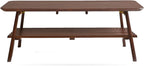 Foldable Coffee Table with Storage Shelf, Walnut Wood 47"