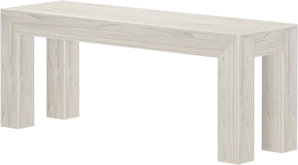 Plank+Beam Modern Dining Bench, 49 Inch, White Sand Wirebrush | Non-Toxic Fin...