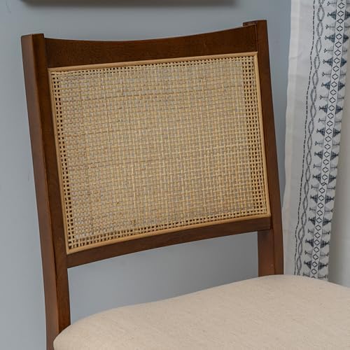 Powell Kasi Brown and Natural Rattan Cane Fully Assembled Foldable Wooden Din...