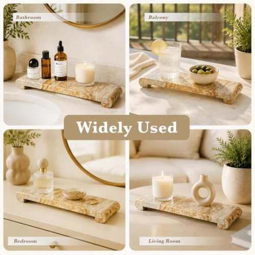 16"x4" Natural Marble Tray Pedestal Stand, Bathroom Counter Vanity ...
