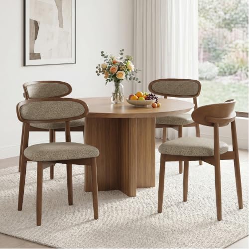 Wooden Dining Chairs set of 4, Farmhouse Dinner Chairs with Curved Back