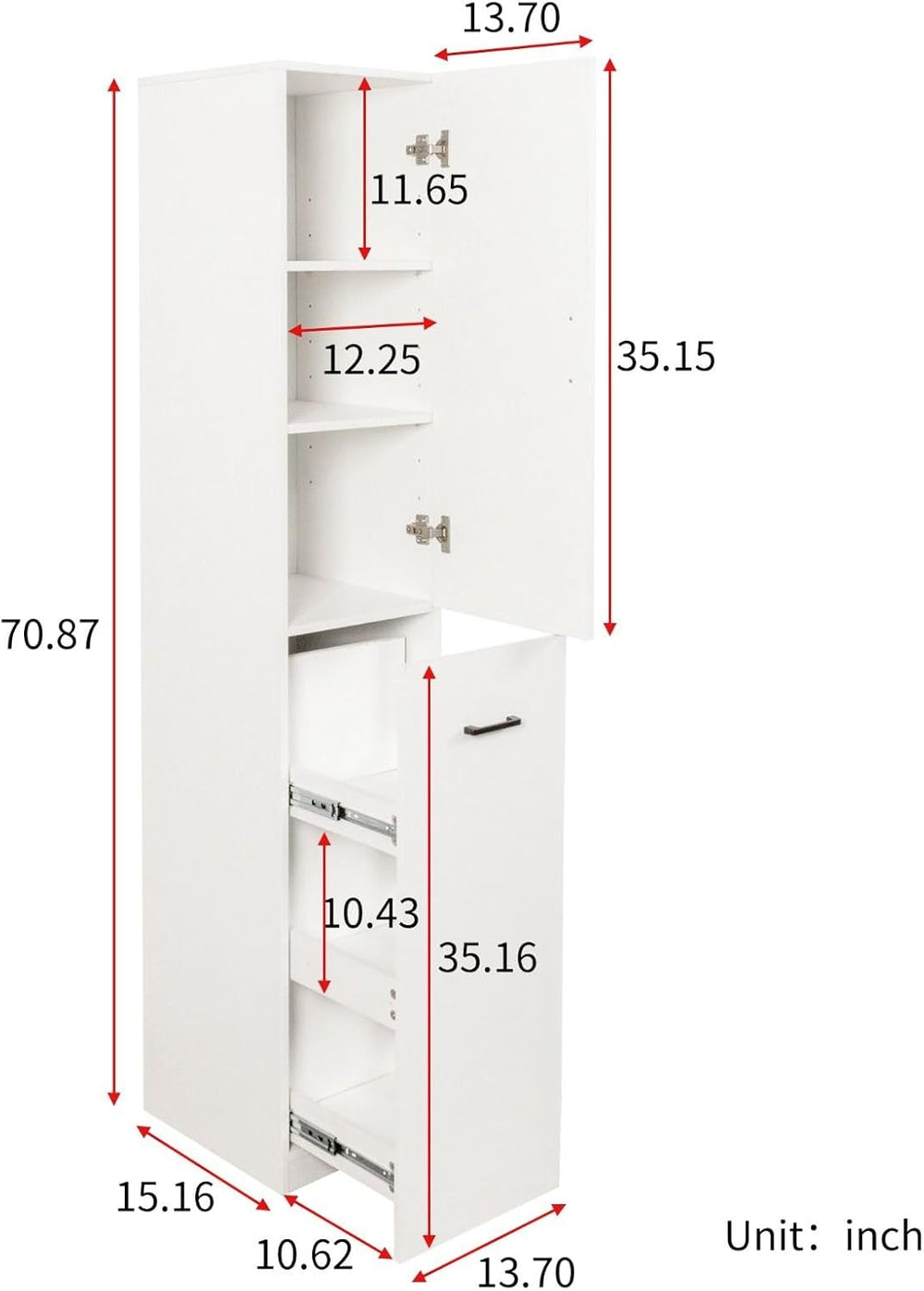 Kitchen Pantry Cabinet, 70.87" Tall Storage Cabinet with 3-Tier Pull-Out...