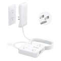 TROND Flat Plug Power Strip with Outlet Cover - 10ft Extension Cord with Multiple Outlets and 4 USB Ports, Mountable Surge Protector Outlet Concealer, Kitchen Home Improvement for Hide Messy, White