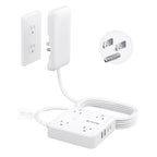 TROND Flat Plug Power Strip with Outlet Cover - 10ft Extension Cord with Multiple Outlets and 4 USB Ports, Mountable Surge Protector Outlet Concealer, Kitchen Home Improvement for Hide Messy, White