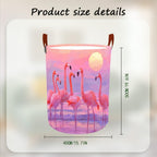 Laundry Baskets 15.7x19.7 Inch Large Pink Flamingo Sunset Beach Design Collapsible Laundry Hamper with Handles Oxford Fabric Clothes Storage Bin Foldable Dirty Clothes Organizer for Bedroom Bathroom