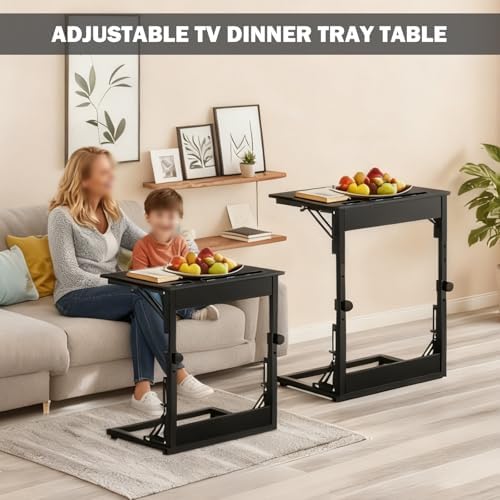 Folding TV Trays Set of 2, Adjustable Height TV Trays for Eating on Couch