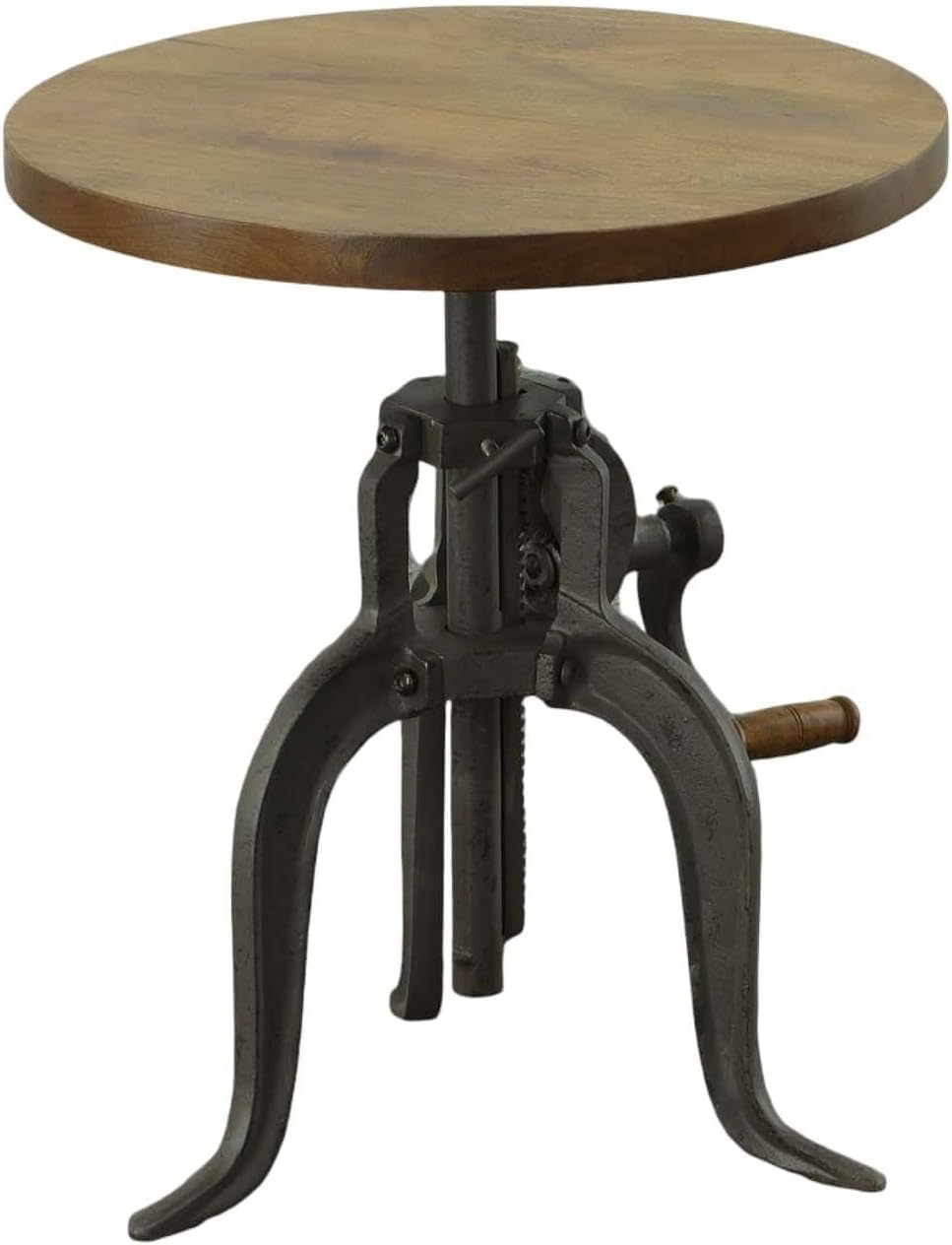 Carolina Chair & Table Adjustable Hand Crank 18" Wooden Top Rustic S...