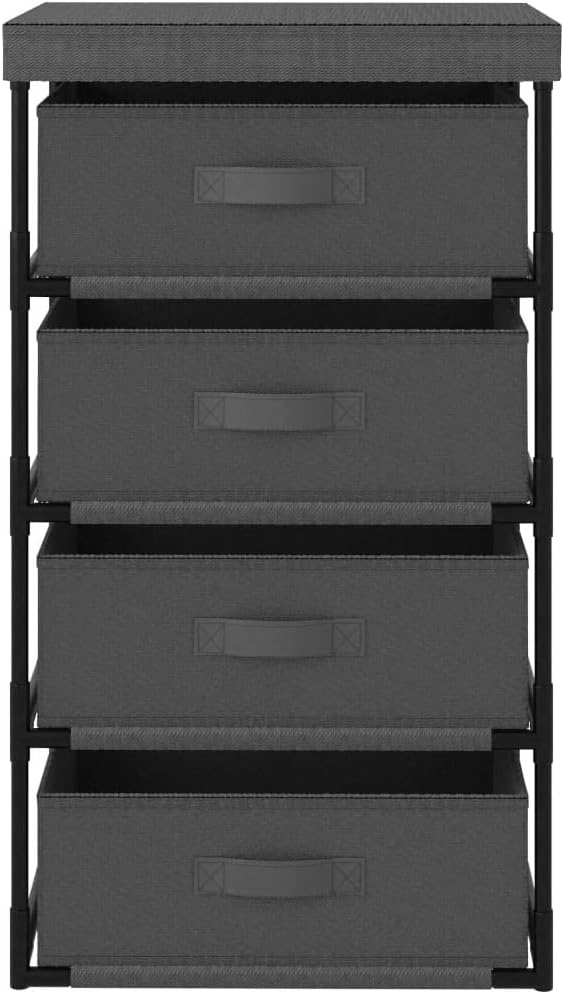 4-Tier Grey Steel Storage Rack w/Fabric Baskets 15"x17.7"x31.5&quot...