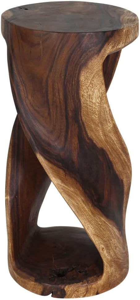 Haussmann End Table Round Twist 14 in Dia x 30 in H Walnut