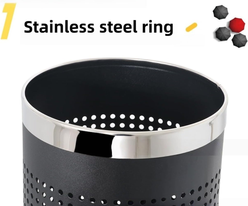 Stainless Steel Umbrella Stand Umbrella Storage Bin Space-Saving Perforated for Home Office Entryways Hotels (A)