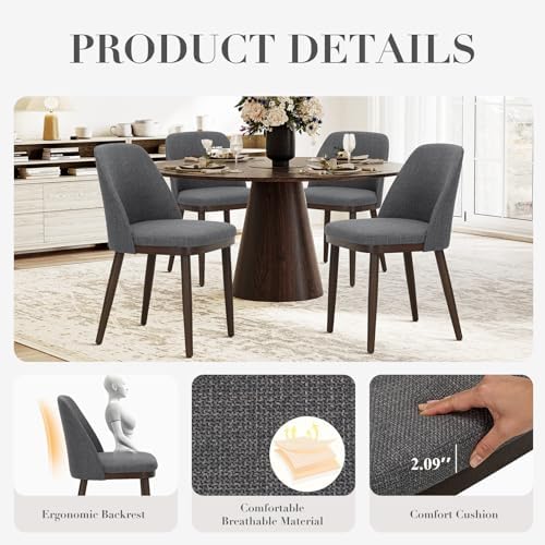 COLAMY Upholstered Dining Chairs Set of 4, Modern Kitchen Chairs with Back, L...