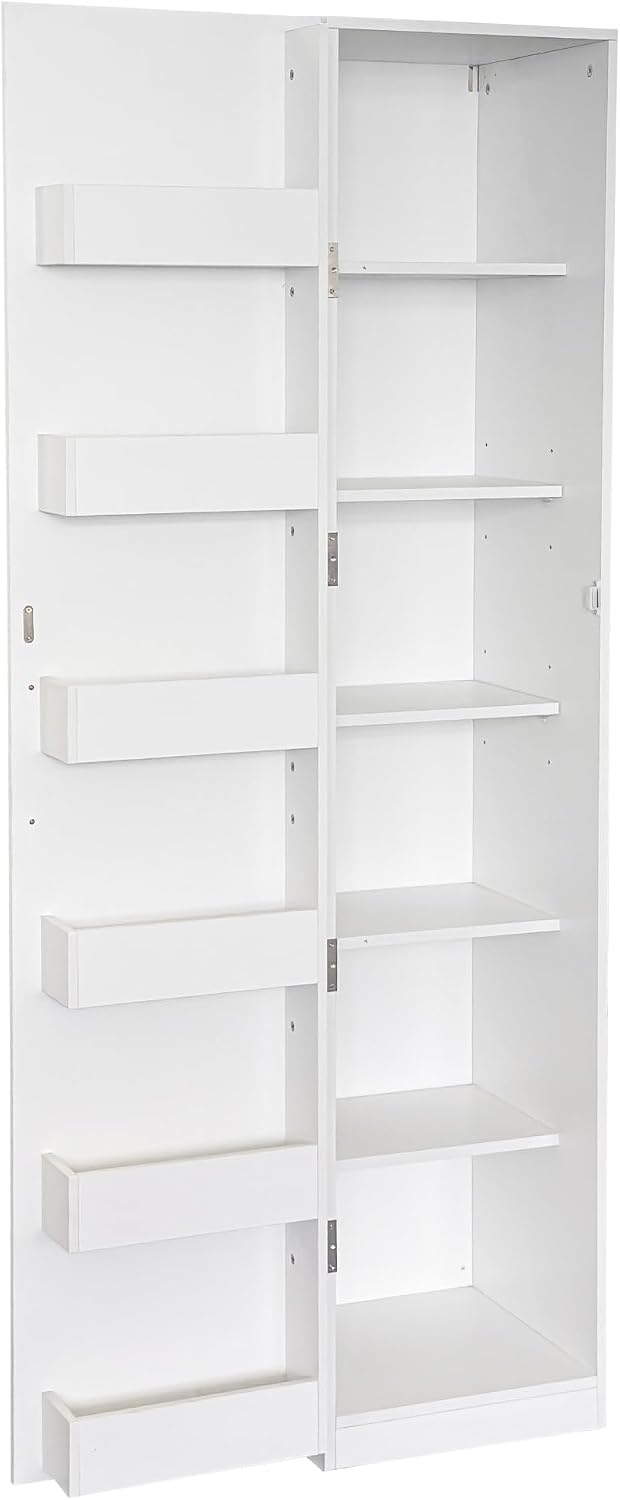 KEIKI 15.75" W Slim Kitchen Pantry Storage Cabinet with Door-Side Rack &...