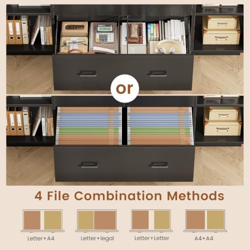 SEDETA 55" File Cabinet with Lock, Large 3 Drawers Filing Cabinets for H...
