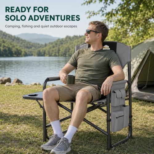 Colegence Oversized Directors Camping Chairs, 2 Pack, 600 lb, Black | Heavy d...
