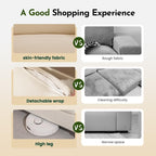 61" Comfy Corduroy Loveseat Sofa Couch,Beige | Mid Century Modern Love Seats with Removable Cover,Side Pockets,Solid Wooden Frame for Living Room, Bedroom and Small Spaces