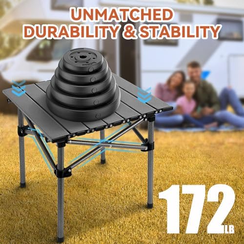 Opliy Portable Folding Camping Table for 2-4 Persons Aluminum Collapsible Tab...