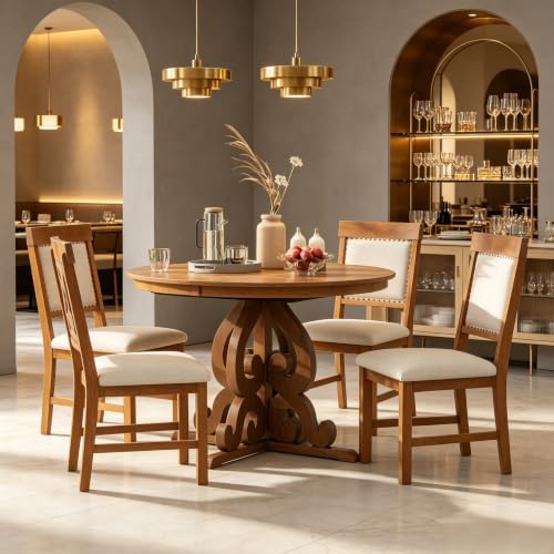 Merax Extendable Dining Table Set for 4-6, Farmhouse Kitchen Table Set with E...