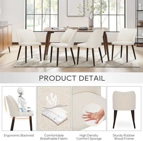 COLAMY Upholstered Dining Chairs Set of 4, Modern Fabric Dining Room Kitchen ...
