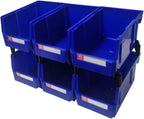 Pe&Hui Storage Organizer Bins,Wall Mount Storage Parts Rack,Stackable Shop Tool Bins for store Screws,Small Parts,Office Supplies and other Accessories Blue (6Pack)