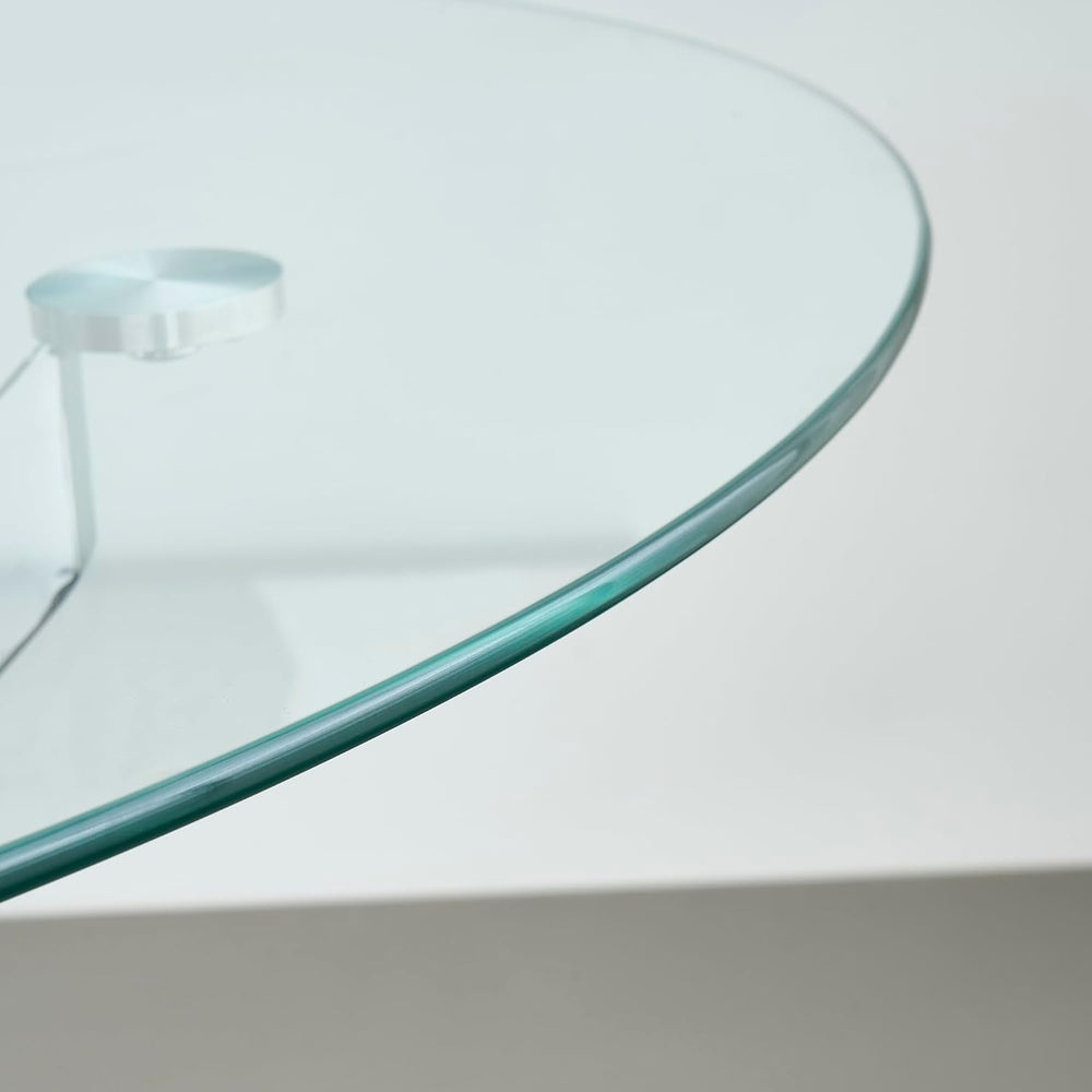Modern Dining Table for 4 People, 36" Round Dining Table with Silver Chr...