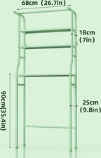 Over The Washer and Dryer Storage Shelf, 3 Tier Laundry Room Metal Drying Rack with Towels Hangers, Space Saver Organizer for Hanging Clothes and Towels (Metal White RA2)