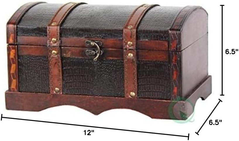 Vintiquewise(TM) Leather Wooden Chest/Trunk