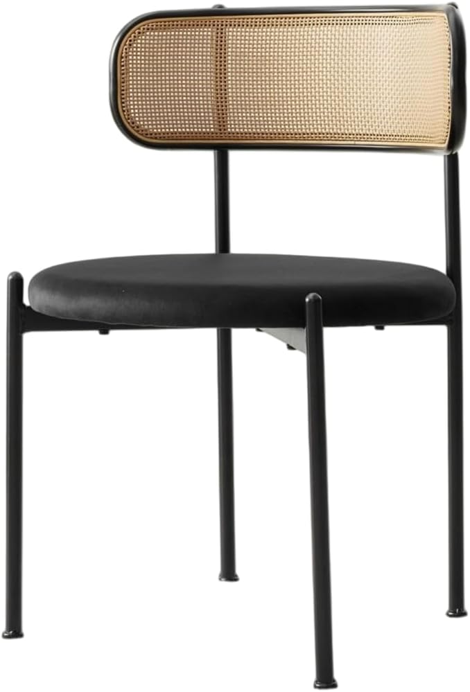 Rattan Dining Chairs Set of 2, Kitchen Chairs with Curved Cane Backrest &...
