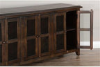 Pemberly Row 70" Dark Wood TV Stand Media Console Cabinet, Rustic Entertainment Center, for TVs up to 80" in Tobacco Leaf