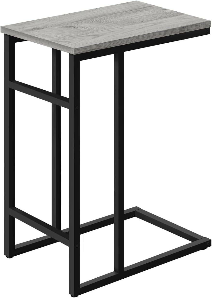 Accent Table, C Shaped, End, Side, Snack, Living Room, Bedroom, Grey Laminate...