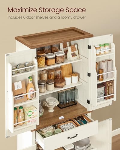 VASAGLE Pantry Cabinet, Freestanding Tall Cupboard with a Drawer | 15.8 x 31....