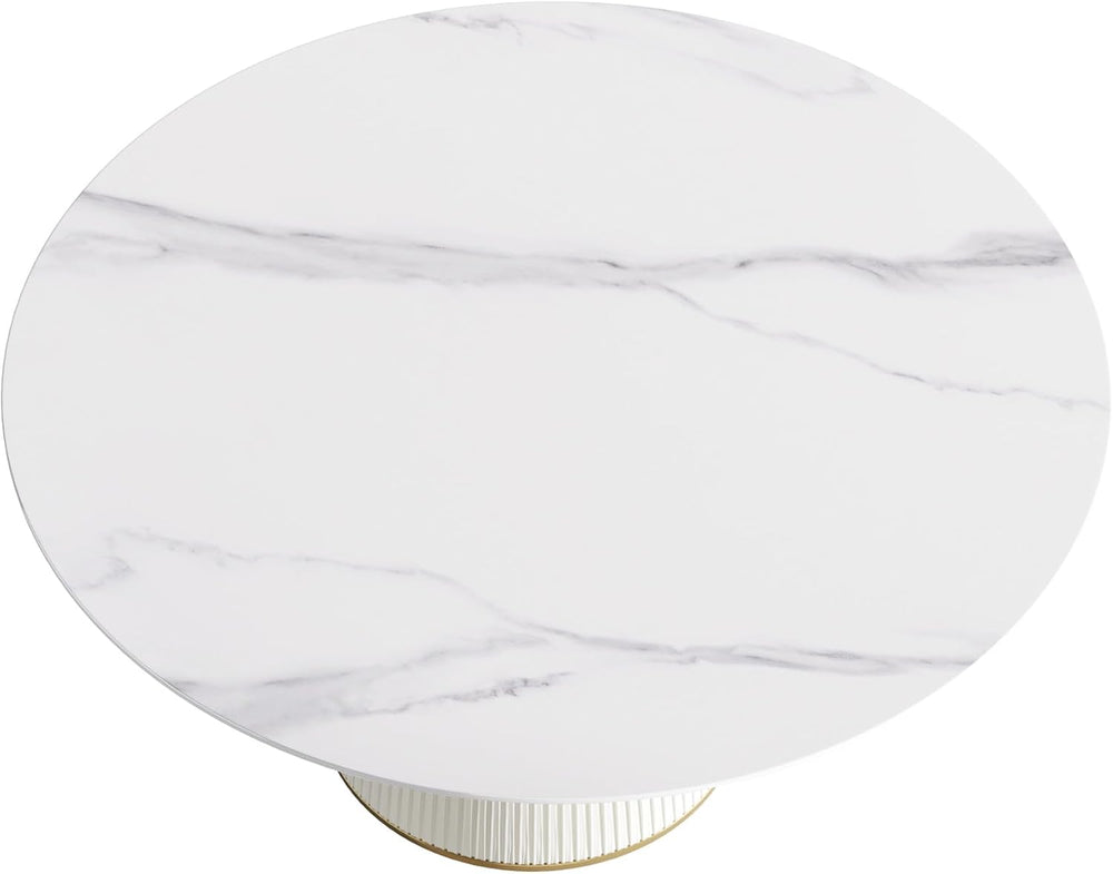 7-Piece Round Dining Table Set, 59" Faux Marble Kitchen Table Set for 6,...