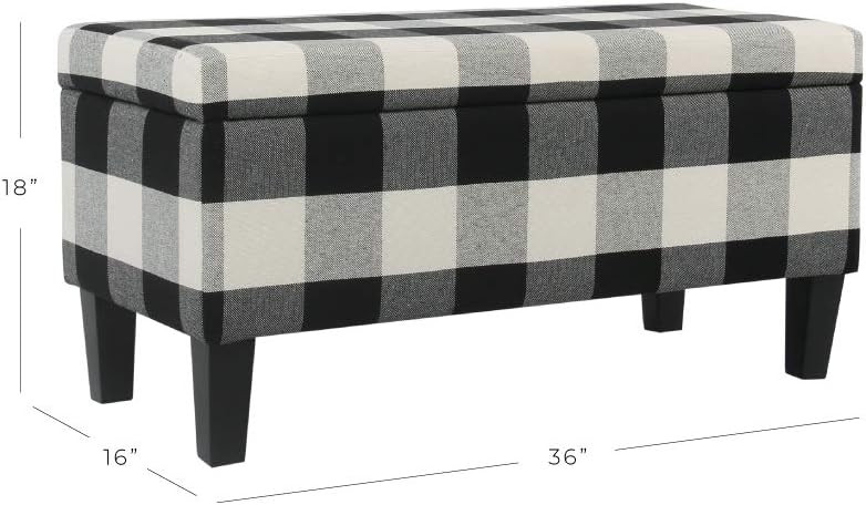 HomePop 36" Storage Ottoman Bench with Hinged Lid - Black Buffalo Plaid