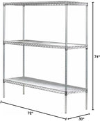 Omega 30" Deep x 72" Wide x 74" High 3 Tier Gray Starter Shelving Unit