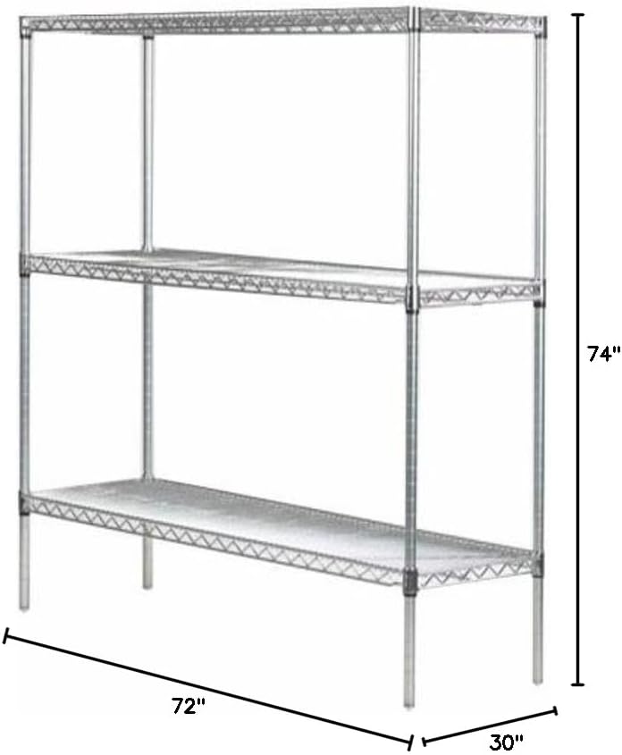 Omega 30" Deep x 72" Wide x 74" High 3 Tier Gray Starter Shelving Unit